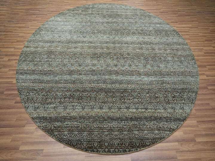 10'0" x 10'0" New Hand Knotted Grey Wool Round Oriental Rug - MOA10276788