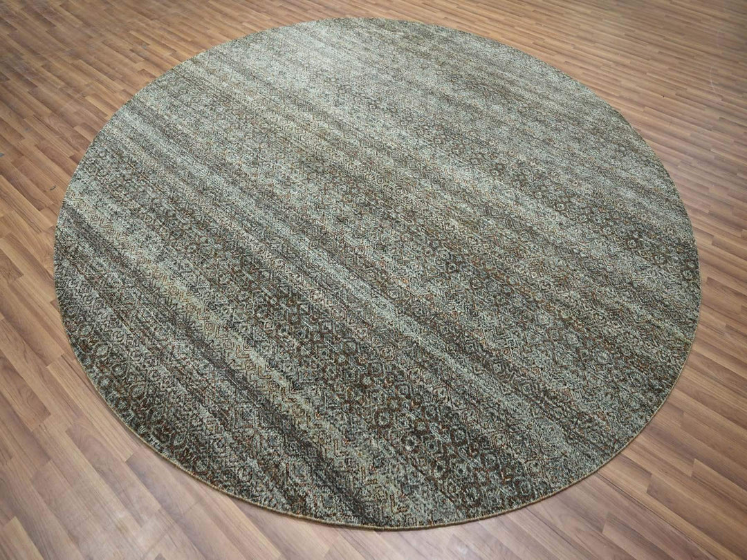 10'0" x 10'0" New Hand Knotted Grey Wool Round Oriental Rug - MOA10276788