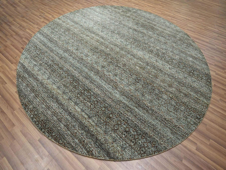 10'0" x 10'0" New Hand Knotted Grey Wool Round Oriental Rug - MOA10276788