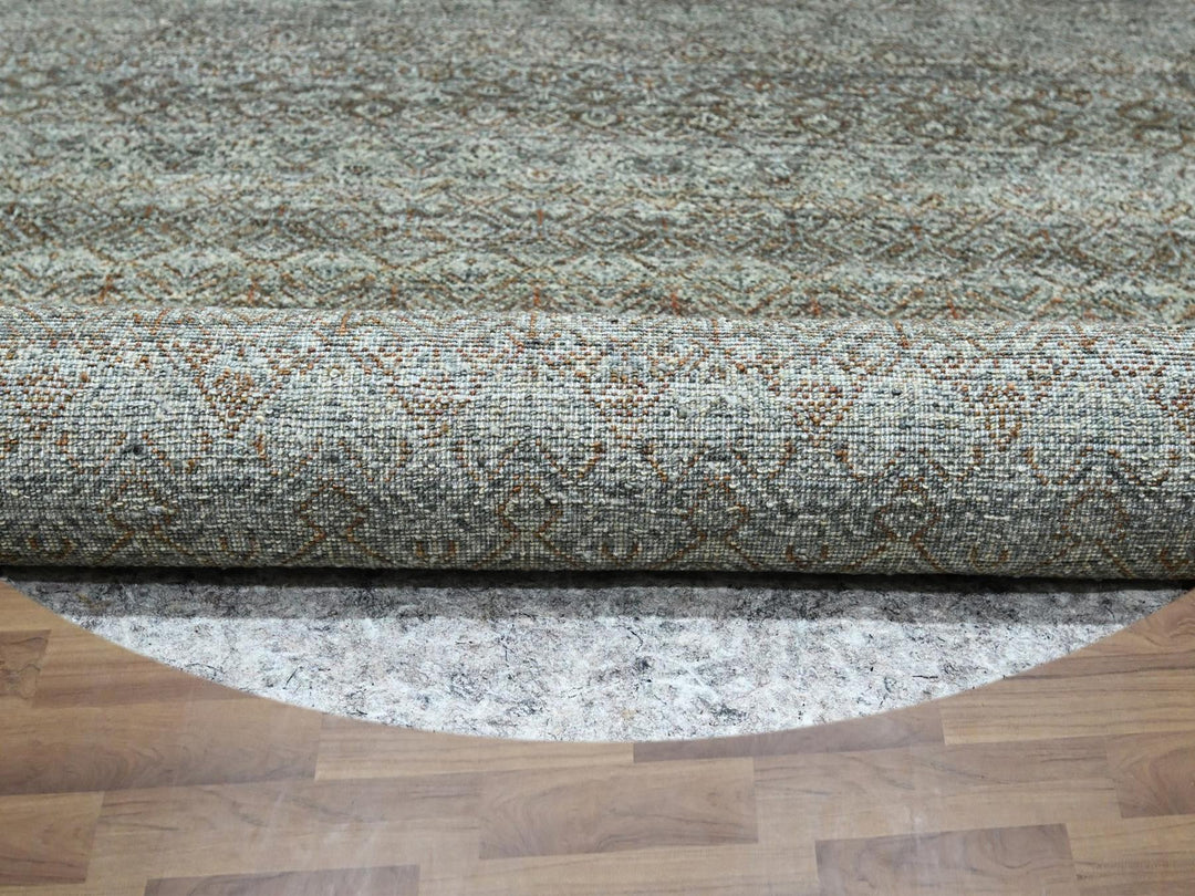 10'0" x 10'0" New Hand Knotted Grey Wool Round Oriental Rug - MOA10276788