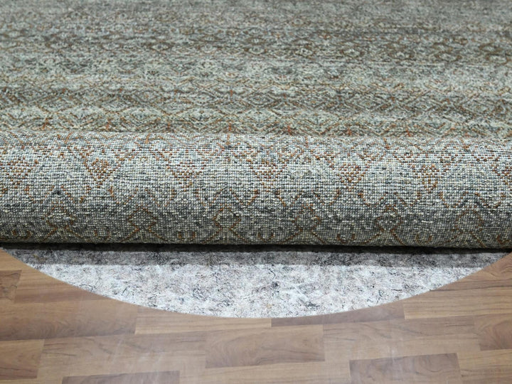 10'0" x 10'0" New Hand Knotted Grey Wool Round Oriental Rug - MOA10276788