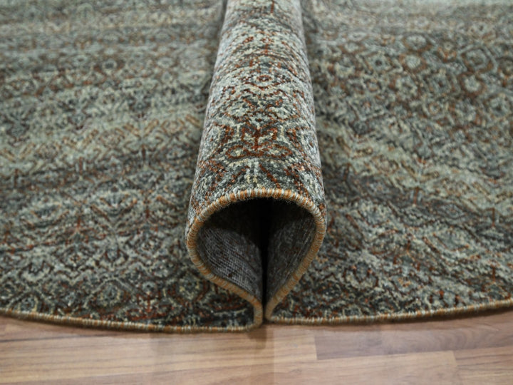 10'0" x 10'0" New Hand Knotted Grey Wool Round Oriental Rug - MOA10276788