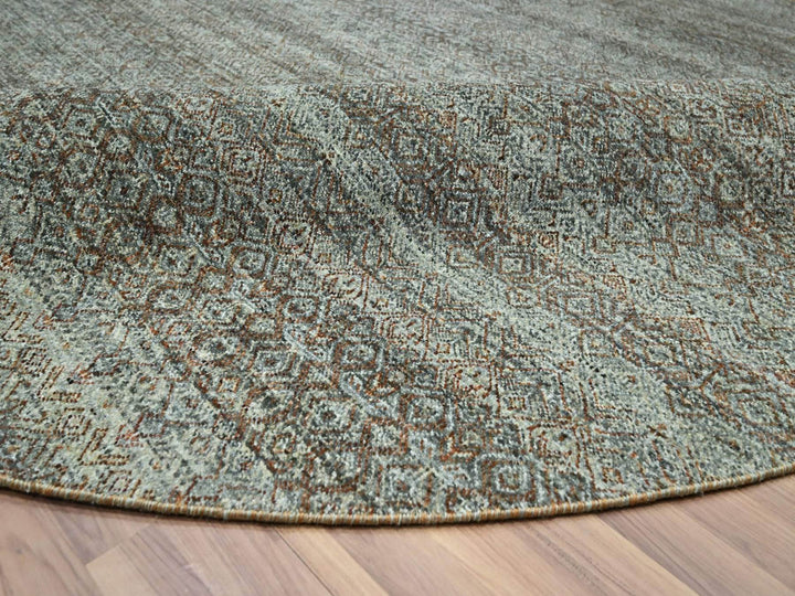 10'0" x 10'0" New Hand Knotted Grey Wool Round Oriental Rug - MOA10276788