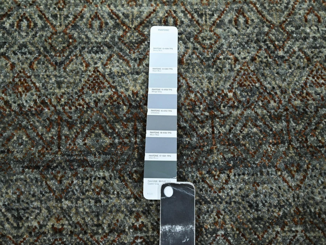 10'0" x 10'0" New Hand Knotted Grey Wool Round Oriental Rug - MOA10276788
