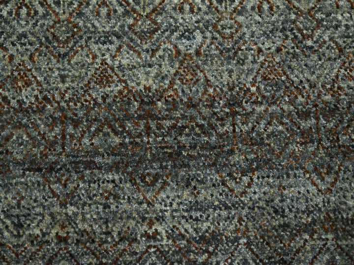 10'0" x 10'0" New Hand Knotted Grey Wool Round Oriental Rug - MOA10276788