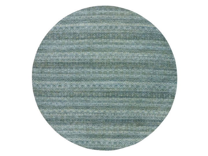 10'0" x 10'0" New Hand Knotted Blue Wool Round Oriental Rug - MOA10276789