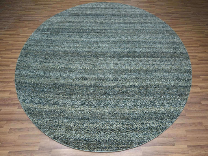 10'0" x 10'0" New Hand Knotted Blue Wool Round Oriental Rug - MOA10276789