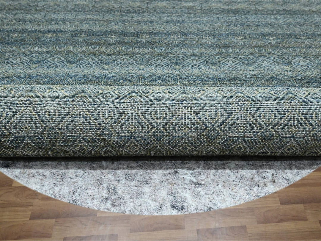 10'0" x 10'0" New Hand Knotted Blue Wool Round Oriental Rug - MOA10276789