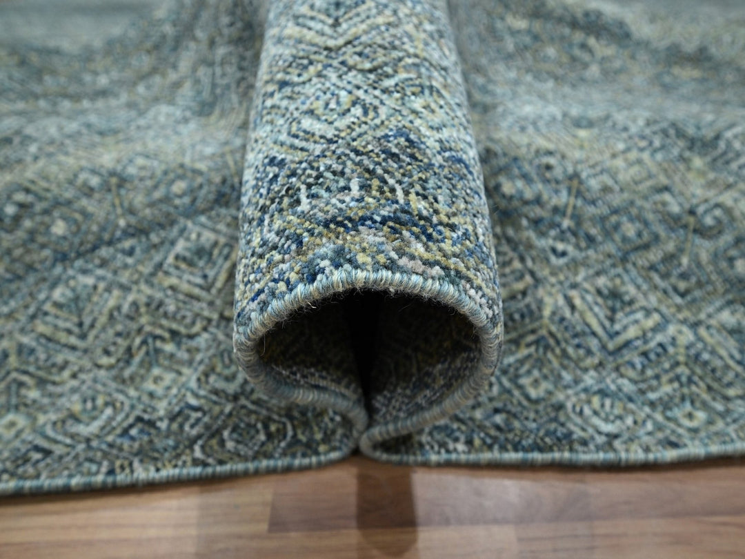 10'0" x 10'0" New Hand Knotted Blue Wool Round Oriental Rug - MOA10276789