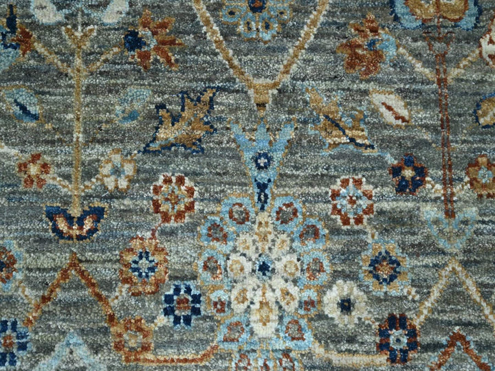 11'10" x 11'10" New Hand Knotted Green Wool Round Oriental Rug - MOA10276790