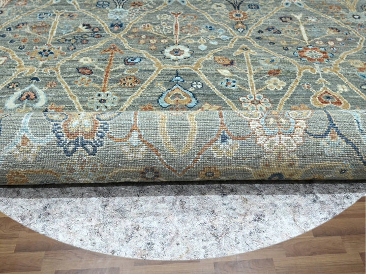9'10" x 9'10" New Hand Knotted Green Wool Round Oriental Rug - MOA10276791