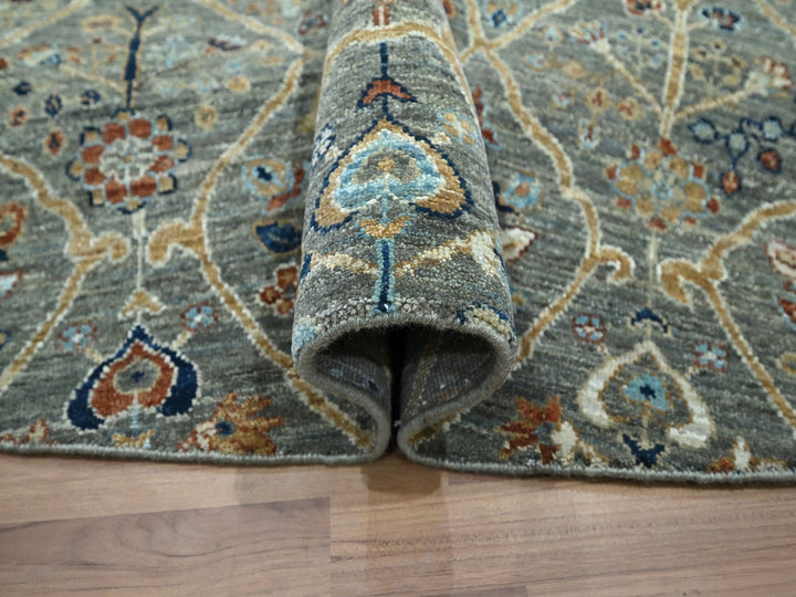 9'10" x 9'10" New Hand Knotted Green Wool Round Oriental Rug - MOA10276791