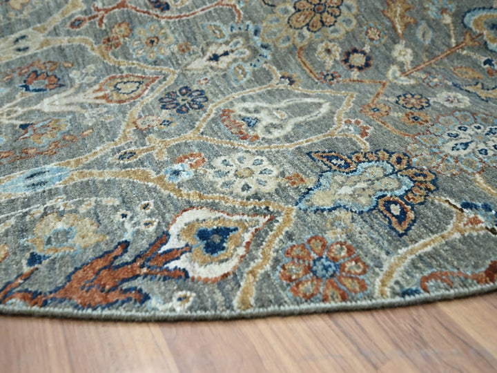 9'10" x 9'10" New Hand Knotted Green Wool Round Oriental Rug - MOA10276791