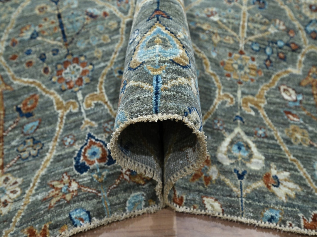 8'10" x 11'11" New Hand Knotted Green Wool Rectangle Oriental Rug - MOA10276792