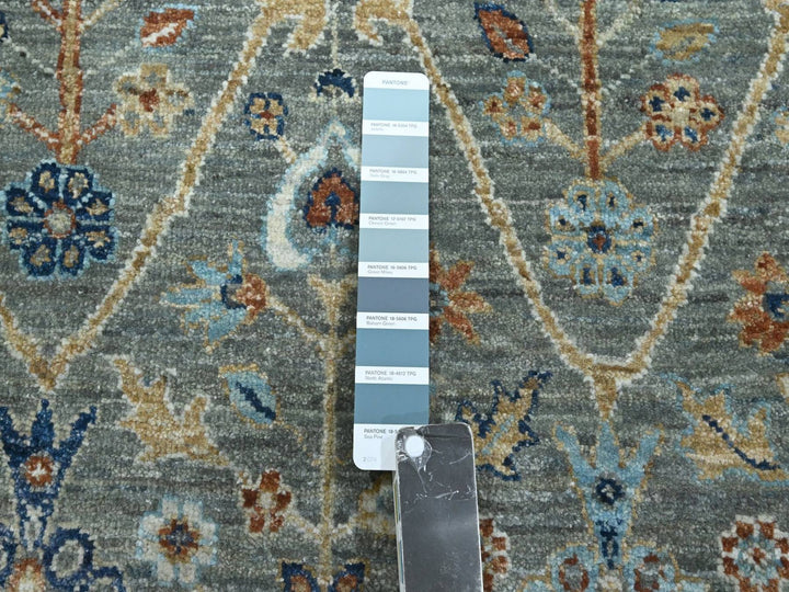 8'10" x 11'11" New Hand Knotted Green Wool Rectangle Oriental Rug - MOA10276792