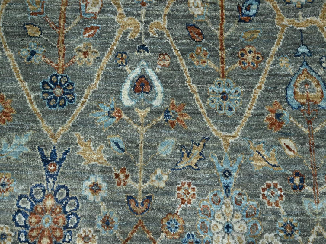 8'10" x 11'11" New Hand Knotted Green Wool Rectangle Oriental Rug - MOA10276792