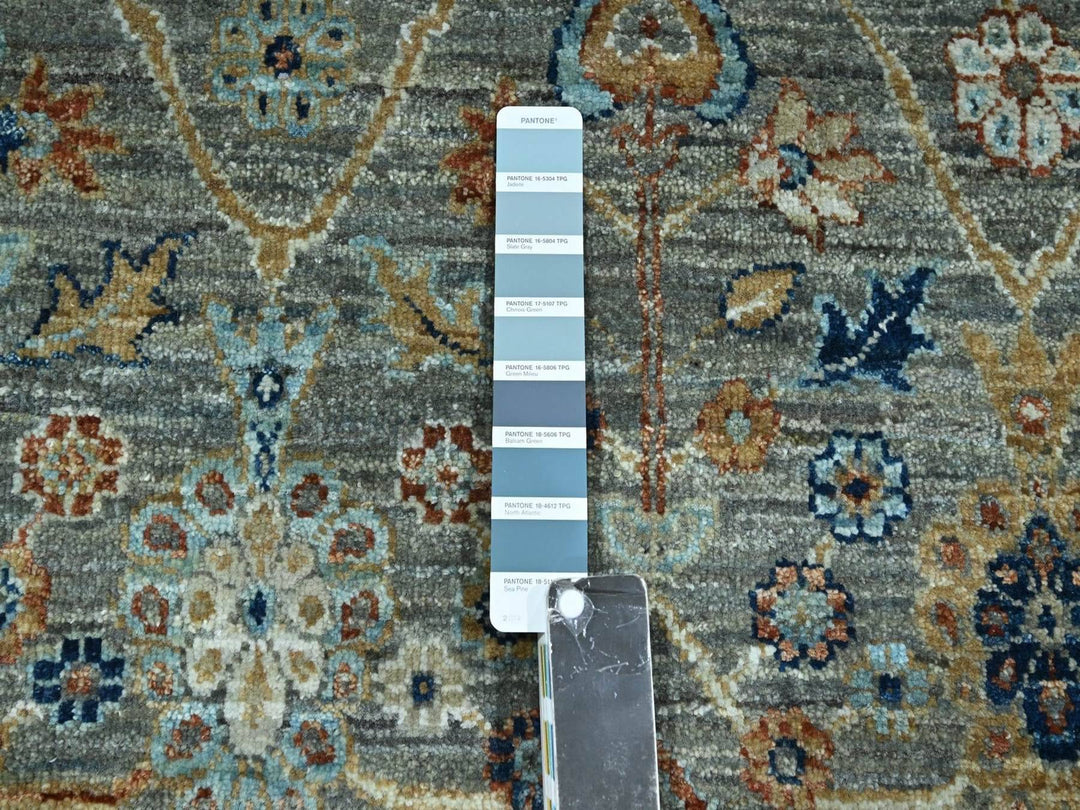 9'1" x 12'0" New Hand Knotted Green Wool Rectangle Oriental Rug - MOA10276793