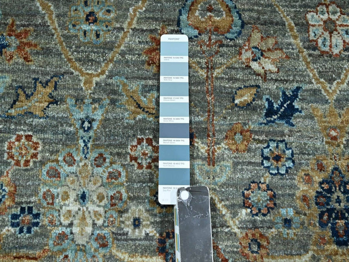 9'1" x 12'0" New Hand Knotted Green Wool Rectangle Oriental Rug - MOA10276793