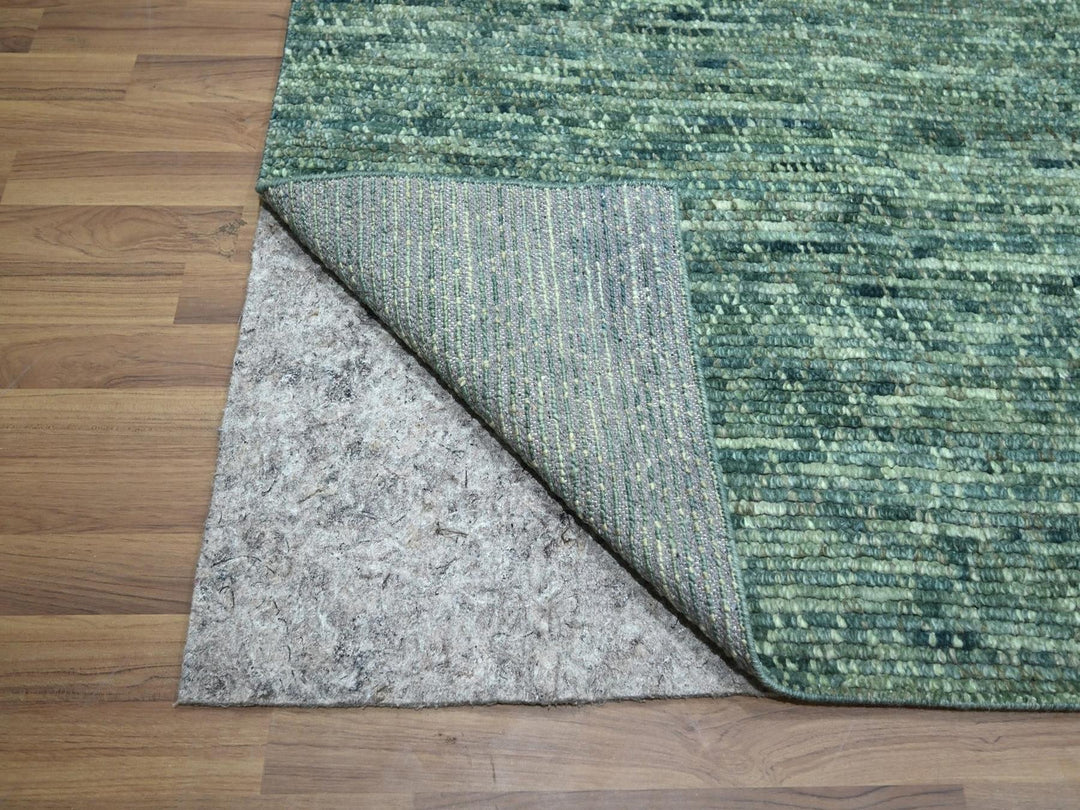 9'4" x 11'9" New Hand Knotted Green Wool Rectangle Oriental Rug - MOA10276795