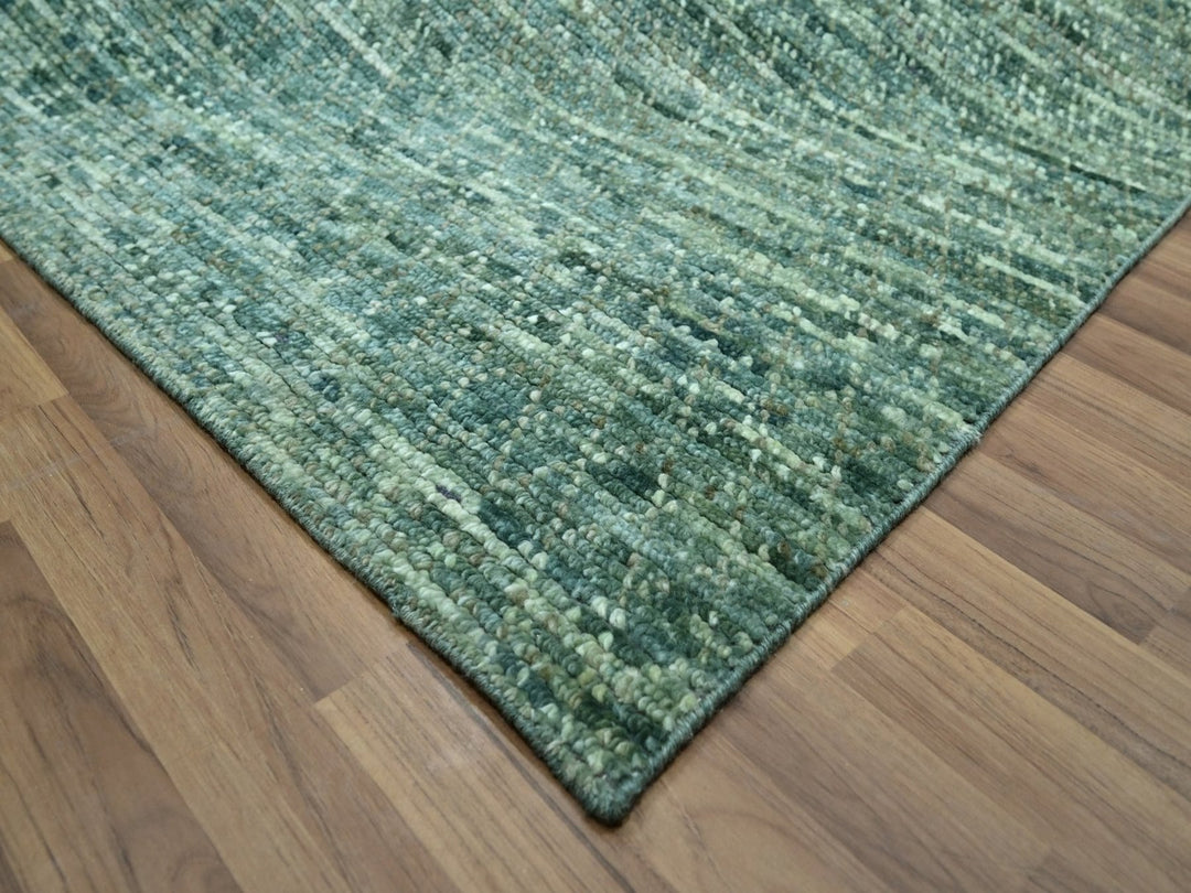 9'4" x 11'9" New Hand Knotted Green Wool Rectangle Oriental Rug - MOA10276795