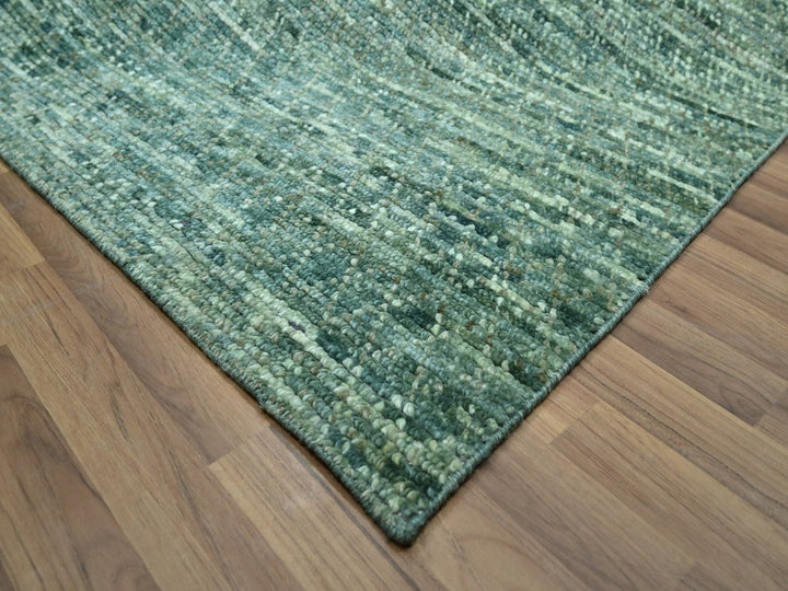 9'4" x 11'9" New Hand Knotted Green Wool Rectangle Oriental Rug - MOA10276795