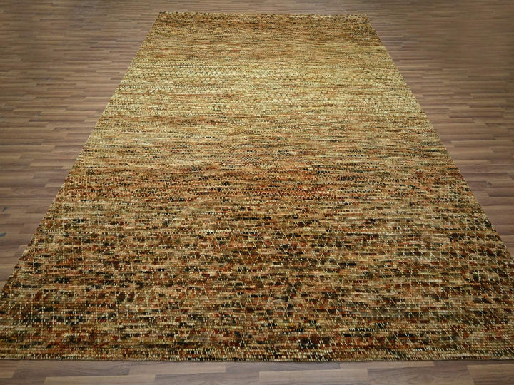 9'4" x 12'1" New Hand Knotted Brown Wool Rectangle Oriental Rug - MOA10276796