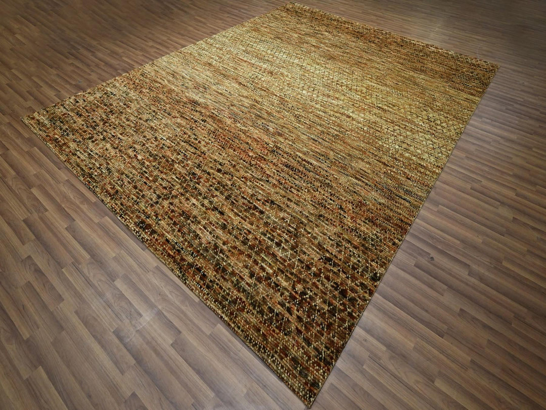 9'4" x 12'1" New Hand Knotted Brown Wool Rectangle Oriental Rug - MOA10276796