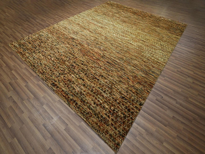 9'4" x 12'1" New Hand Knotted Brown Wool Rectangle Oriental Rug - MOA10276796