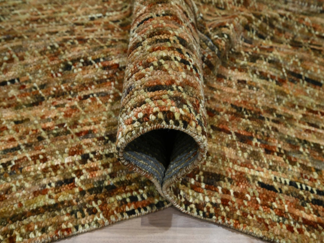 9'4" x 12'1" New Hand Knotted Brown Wool Rectangle Oriental Rug - MOA10276796