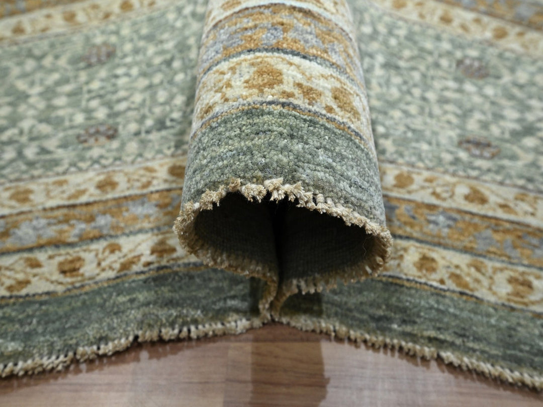 12'2" x 15'0" New Hand Knotted Green Wool Rectangle Oriental Rug - MOA10276798