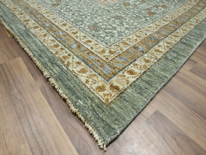 12'2" x 15'0" New Hand Knotted Green Wool Rectangle Oriental Rug - MOA10276798