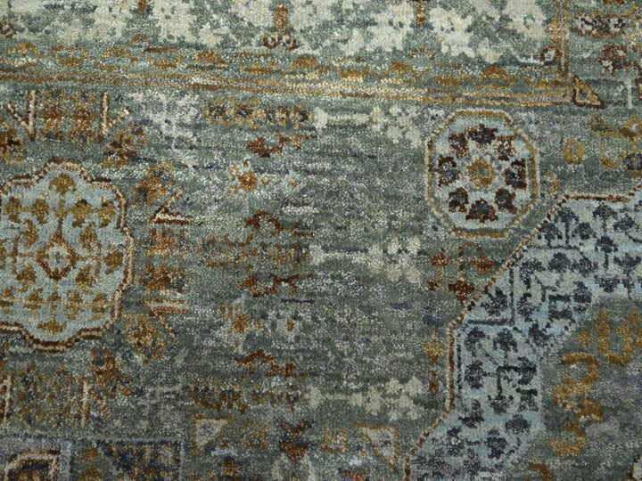 12'2" x 15'0" New Hand Knotted Green Wool Rectangle Oriental Rug - MOA10276798