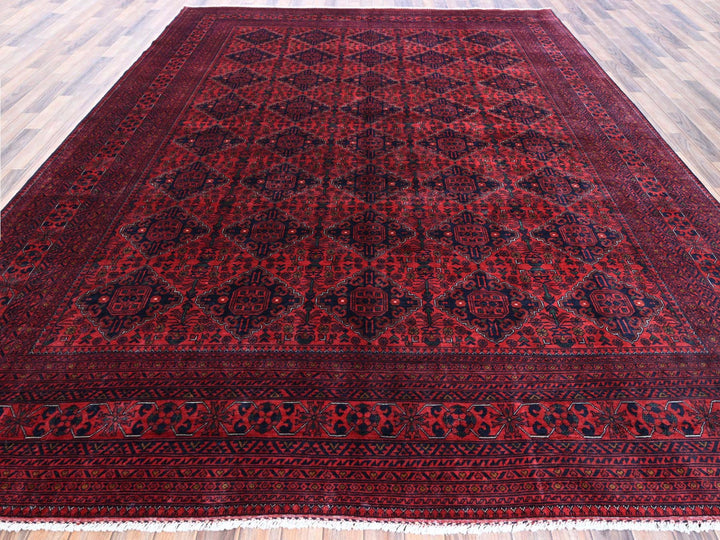 9'10" x 12'10" New Hand Knotted Red Wool Rectangle Oriental Rug - MOA102767