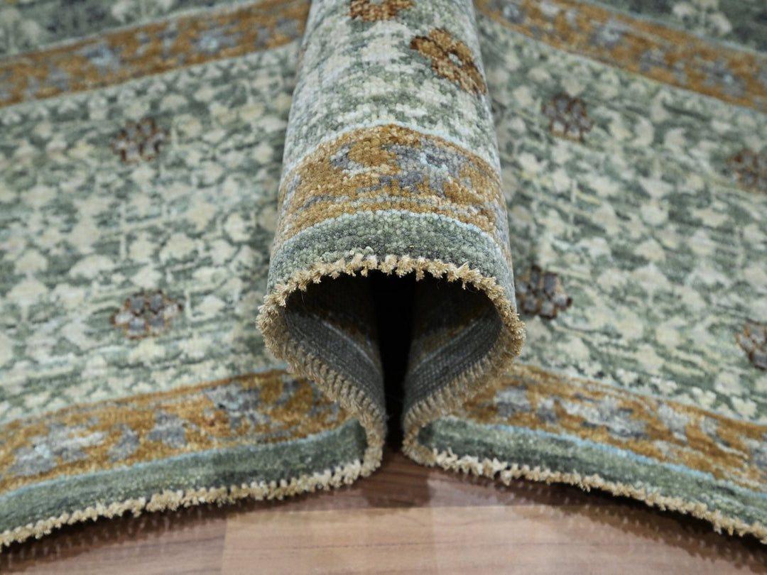 8'1" x 10'1" New Hand Knotted Green Wool Rectangle Oriental Rug - MOA10276800