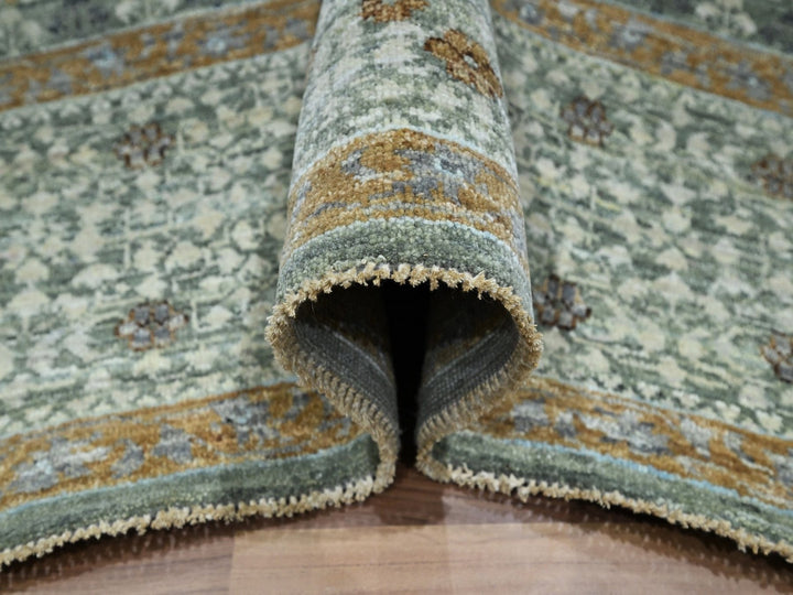8'1" x 10'1" New Hand Knotted Green Wool Rectangle Oriental Rug - MOA10276800