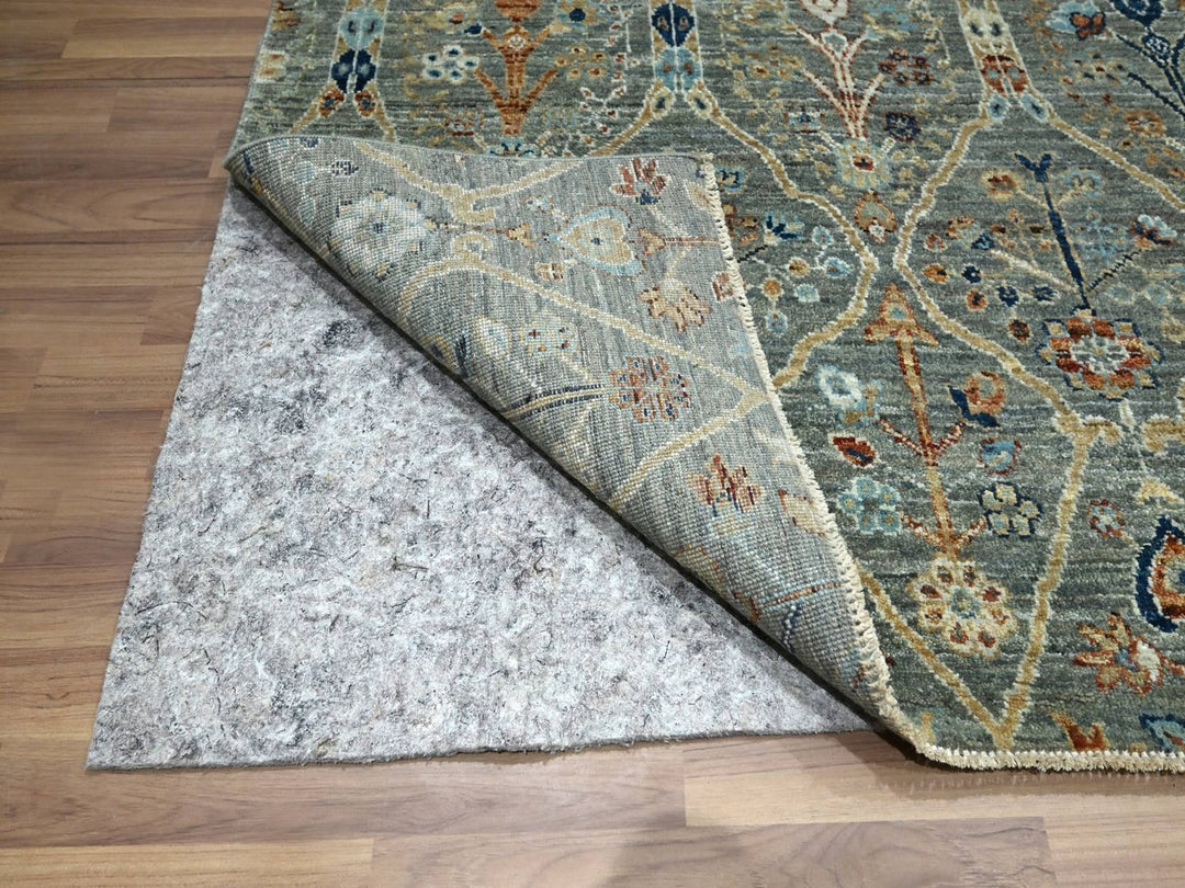 8'1" x 10'0" New Hand Knotted Green Wool Rectangle Oriental Rug - MOA10276801