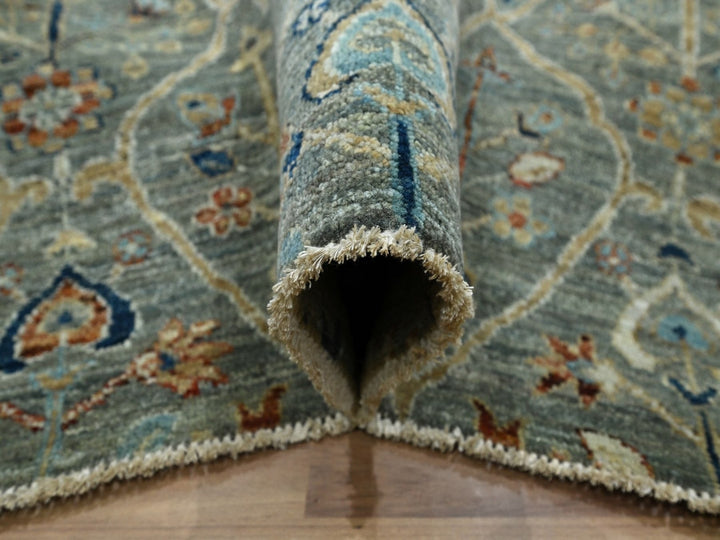 8'1" x 10'0" New Hand Knotted Green Wool Rectangle Oriental Rug - MOA10276801