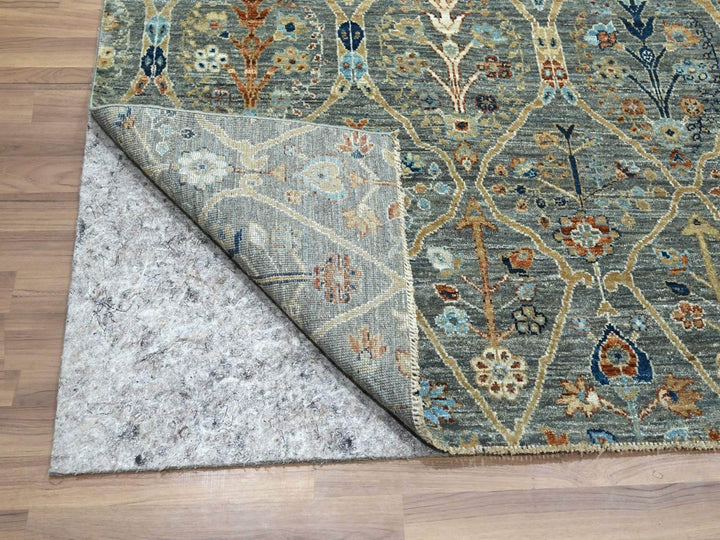 8'0" x 10'0" New Hand Knotted Green Wool Rectangle Oriental Rug - MOA10276802
