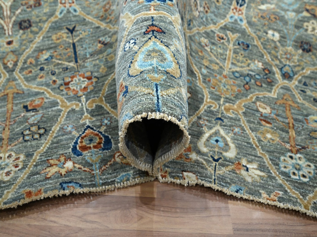 8'0" x 10'0" New Hand Knotted Green Wool Rectangle Oriental Rug - MOA10276802