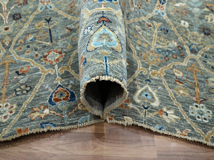 8'0" x 10'0" New Hand Knotted Green Wool Rectangle Oriental Rug - MOA10276802