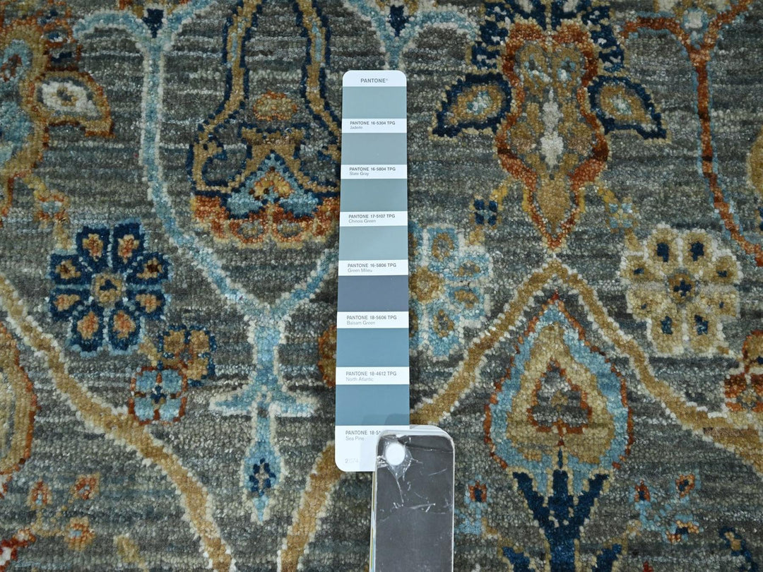 8'0" x 10'0" New Hand Knotted Green Wool Rectangle Oriental Rug - MOA10276802