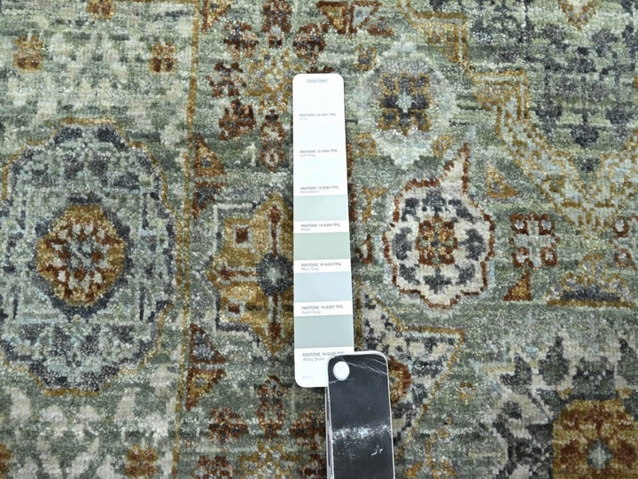 5'2" x 7'2" New Hand Knotted Green Wool Rectangle Oriental Rug - MOA10276804