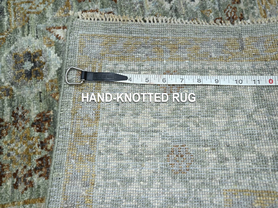 5'2" x 7'2" New Hand Knotted Green Wool Rectangle Oriental Rug - MOA10276804