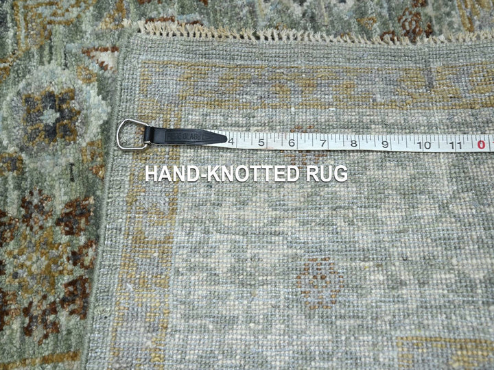 5'2" x 7'2" New Hand Knotted Green Wool Rectangle Oriental Rug - MOA10276804