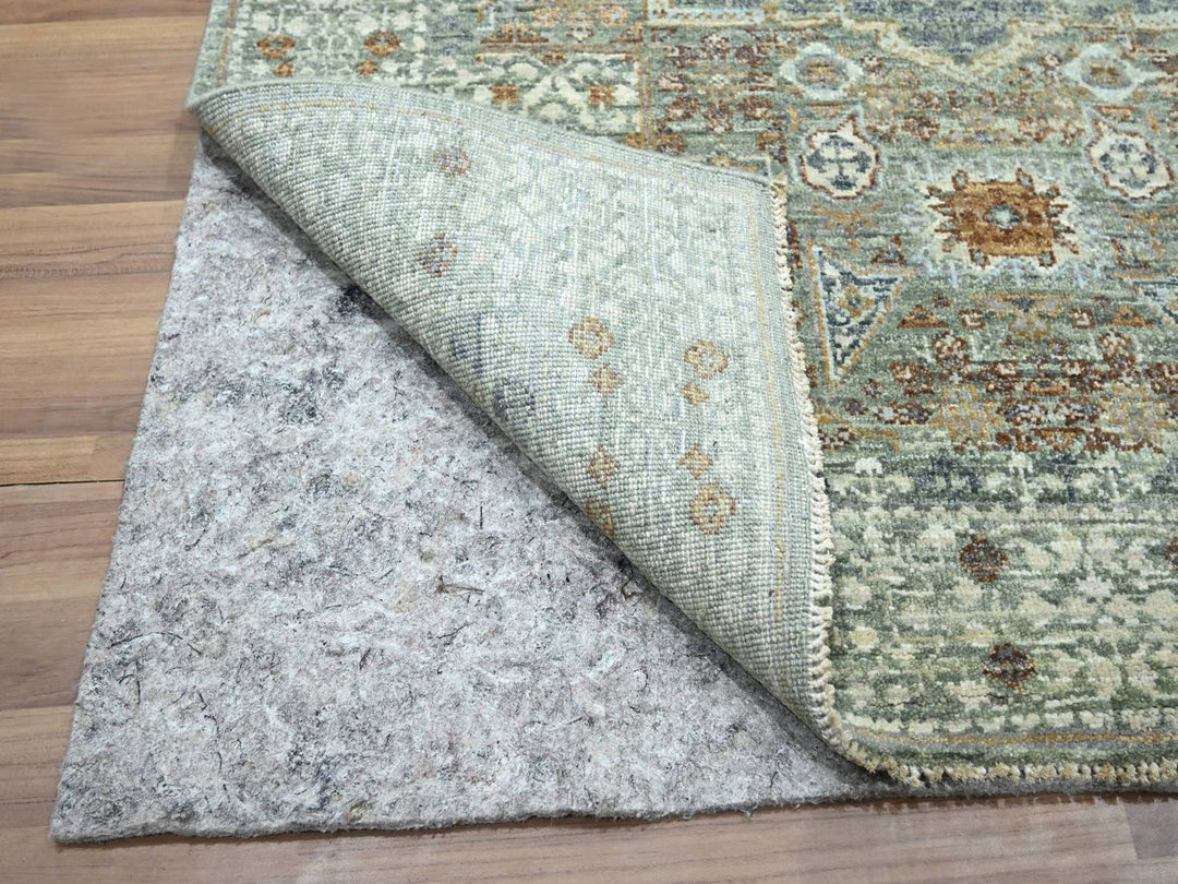4'1" x 5'11" New Hand Knotted Green Wool Rectangle Oriental Rug - MOA10276805