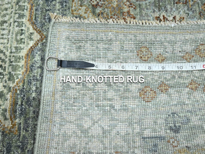4'1" x 5'11" New Hand Knotted Green Wool Rectangle Oriental Rug - MOA10276805