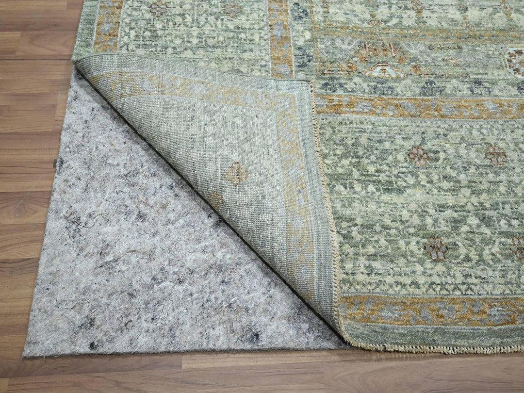 9'0" x 12'0" New Hand Knotted Green Wool Rectangle Oriental Rug - MOA10276806
