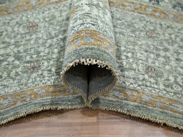 9'0" x 12'0" New Hand Knotted Green Wool Rectangle Oriental Rug - MOA10276806