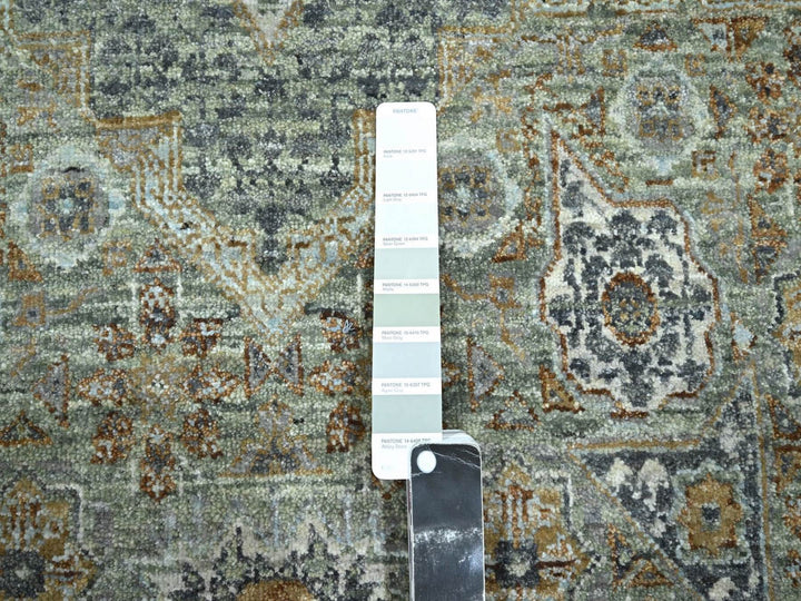 9'0" x 12'0" New Hand Knotted Green Wool Rectangle Oriental Rug - MOA10276806