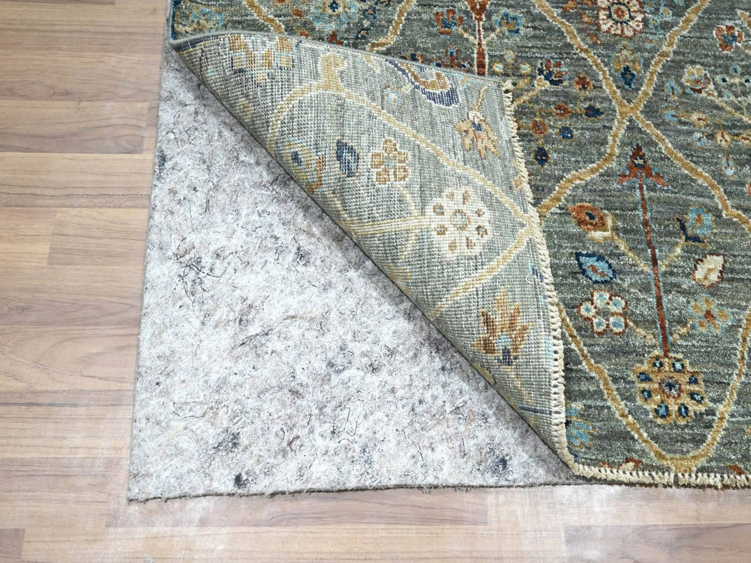2'7" x 22'4" New Hand Knotted Green Wool Runner Oriental Rug - MOA10276807
